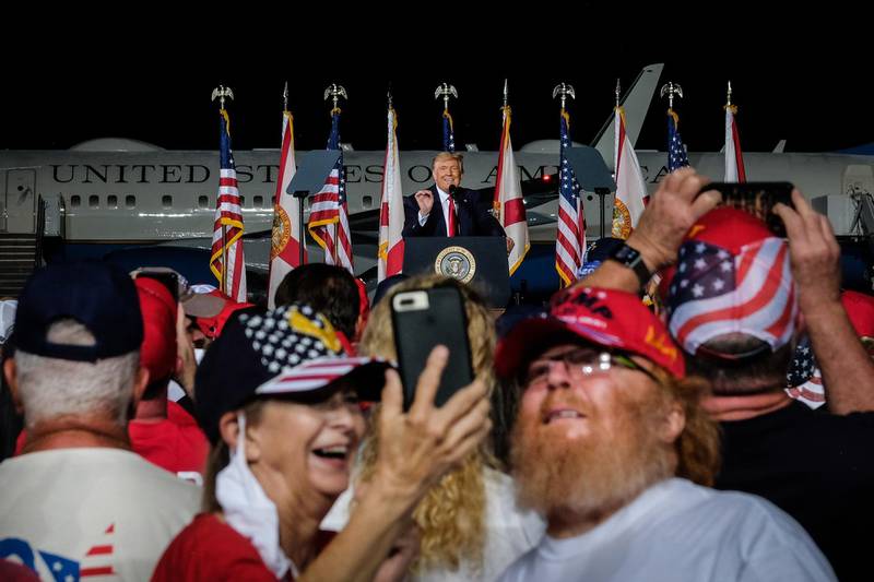US President Donald J. Trump speaks during a campaign rally in Pensacola, Florida, USA. The United States will hold its presidential election on 03 November 2020.  EPA