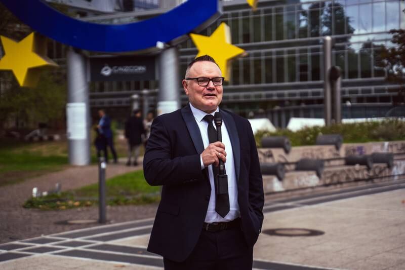 Joerg Hansen, chief executive of Caiz Development, which recently sponsored the Euro sculpture in Frankfurt, Germany. Photo: Caiz Development