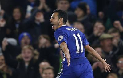 Chelsea's Pedro celebrates scoring against Tottenham Hotspur last weekend. Matthew Childs / Action Images / Reuters / November 26, 2016