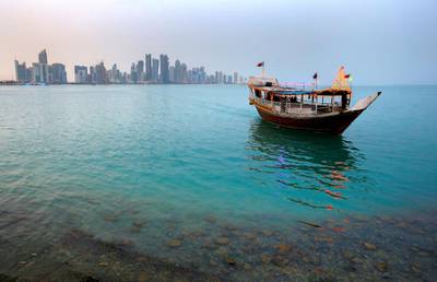 Boat on Doha Bay, Qatar
 *** Local Caption *** 51859869