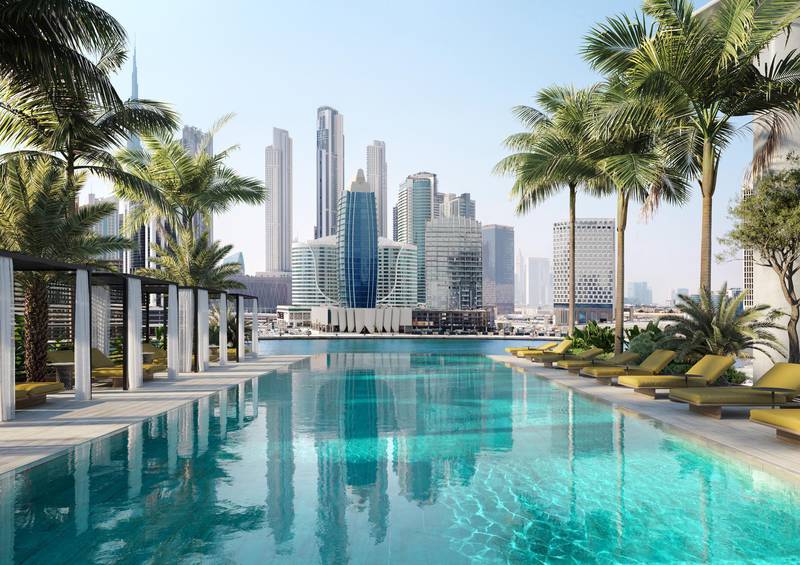The Residences Dorchester Collection Dubai Pool. Courtesy Omniyat