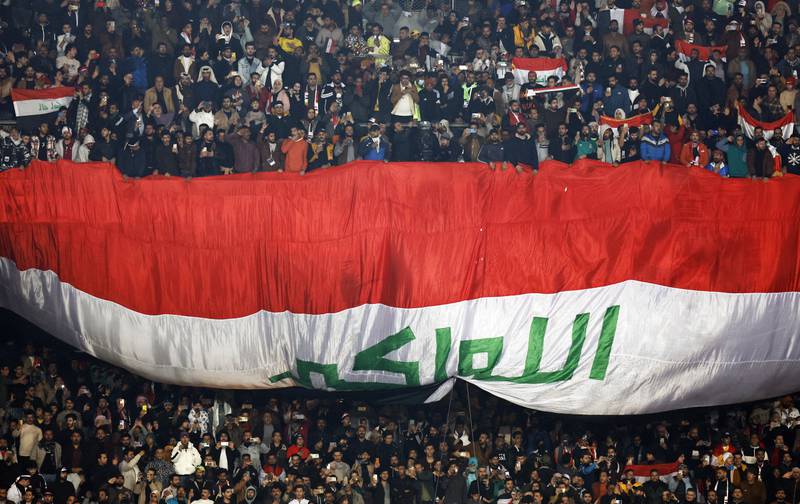 Iraq fans inside the stadium await the match kick-off. Reuters