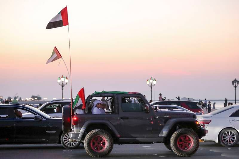 Abu Dhabi Police are calling on motorists to obey rules during National Day celebrations . Khushnum Bhandari / The National