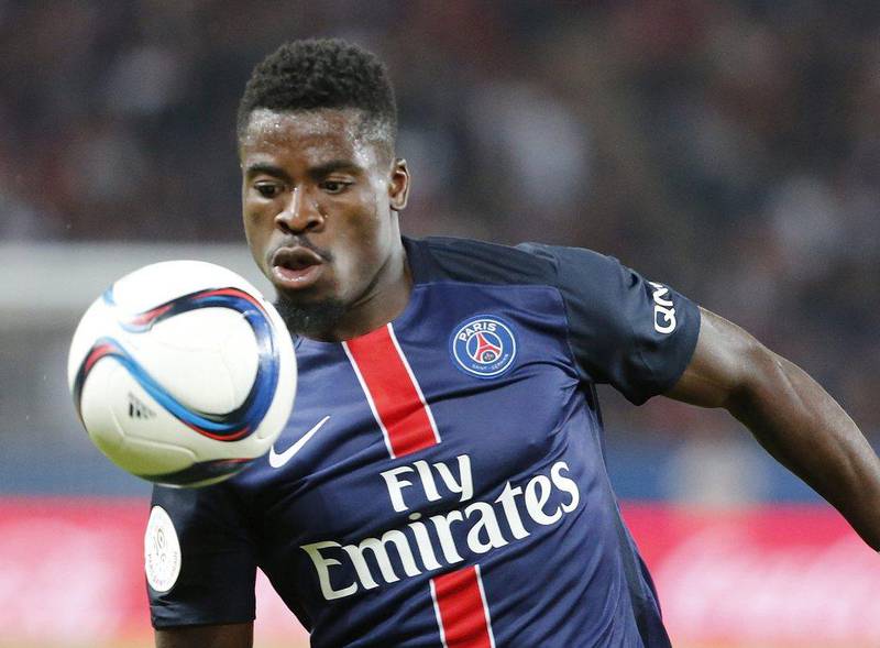 Serge Aurier will miss Wednesday's Uefa Champions League match at Arsenal after being banned from traveling to London by British authorities. Jacques Brinon / AP Photo