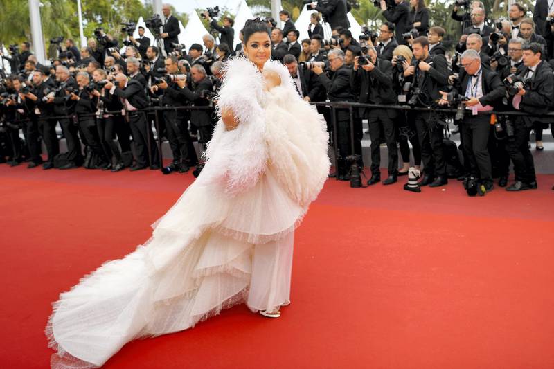 Indian actress Aishwarya Rai poses a sshe arrives for the screening of the film "La Belle Epoque" at the 72nd edition of the Cannes Film Festival in Cannes, southern France, on May 20, 2019. (Photo by LOIC VENANCE / AFP)