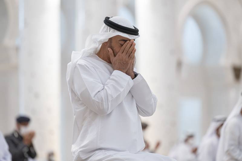 Sheikh Mohamed during prayers.