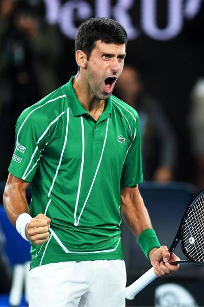 Novak Djokovic celebrates after his victory. EPA