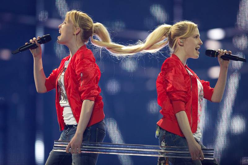 Anastasia Tolmachevy and Maria Tolmachevy of the Tolmachevy Sisters from Russia perform during a dress rehearsal ahead of the Grand Final of the Eurovision Song Contest 2014 on May 9, 2014 in Copenhagen, Denmark. Getty Images